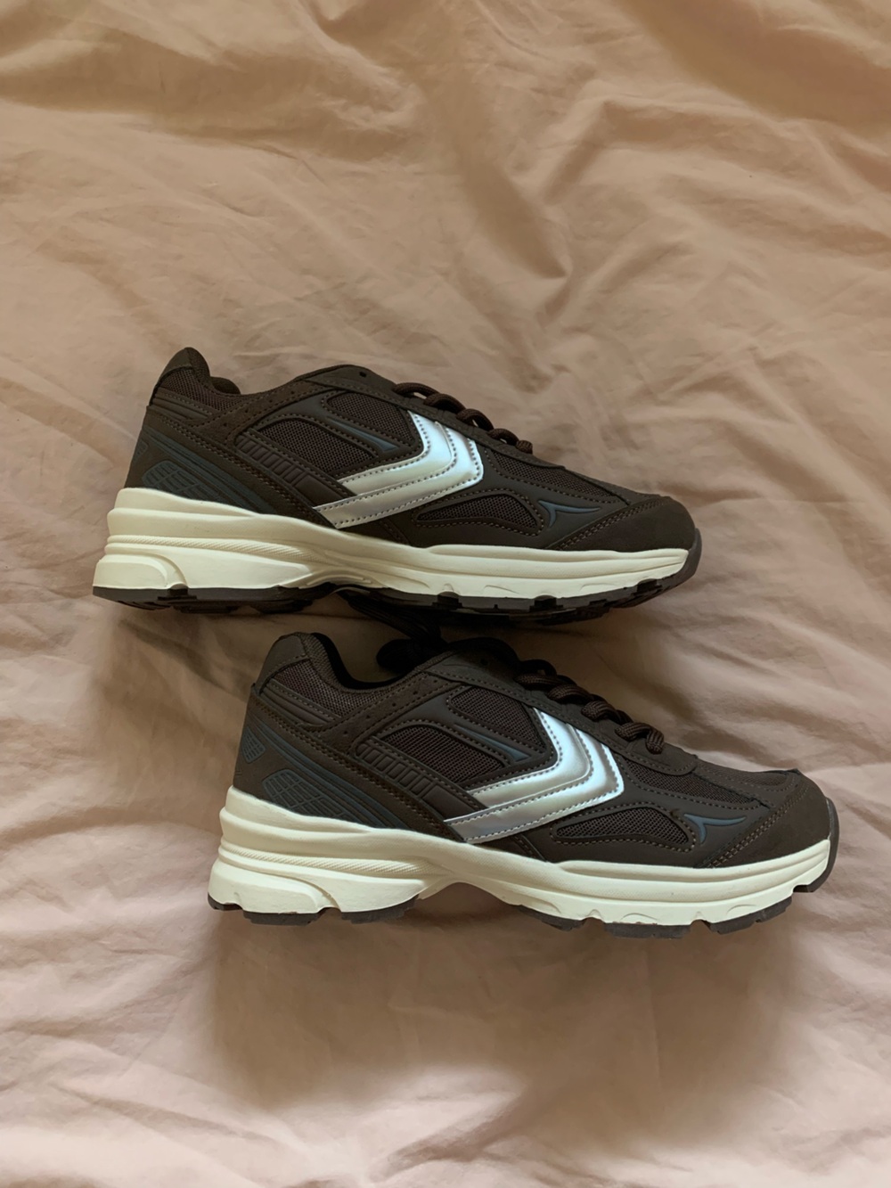 Dark Brown Athletic Sneakers with White Accents
